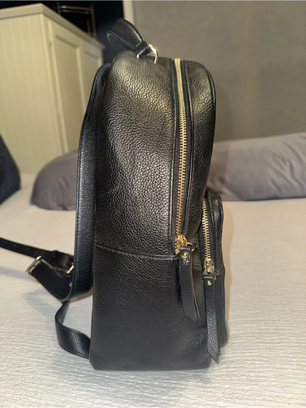 kate spade Black Pebbled Leather Backpack with Gold Hardware - Picture 5 of 8